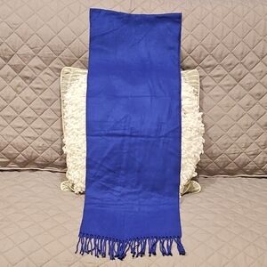 Vibrant Blue Cashmere Scarf with Fringed Ends